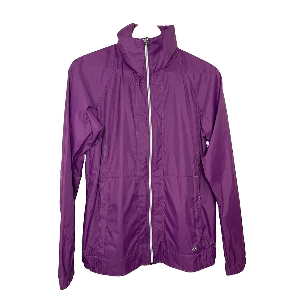Columbia Women's Medium Purple Nylon Zip up Jacket Tuck Away Hood